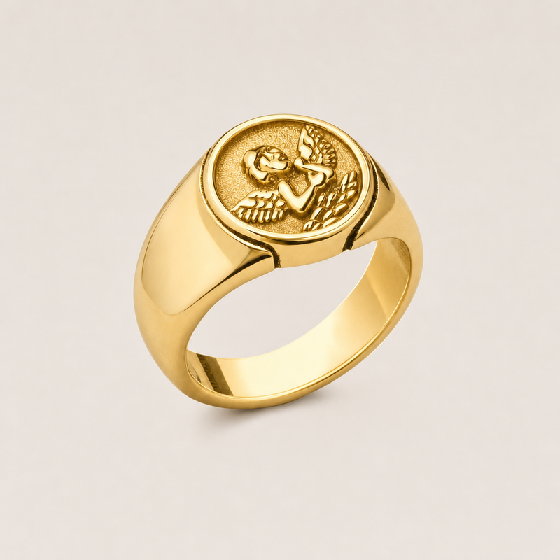 18K Gold Plated Cherub Cupid Angel Ring